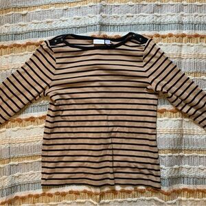 Chico's Tan and Black Striped Top